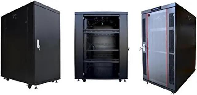Alt view image 10 of 12 - Server Rack - Locking Cabinet - Network Rack - Av Cabinet - 27 U - Rack Mount - Free Standing Network Rack- Server Cabinet - Caster Leveler - Rack Shelf - Cooling Fan - Thermostat – PDU – 39-inch Dept