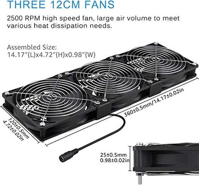 GDSTIME Big Airflow 3 x 120mm Fans DC 12V Powered Fan with AC 110V