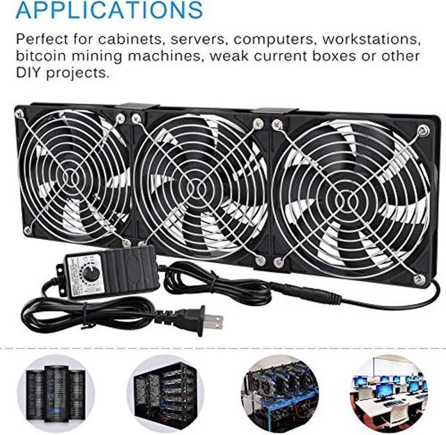 GDSTIME Big Airflow 3 x 120mm Fans DC 12V Powered Fan with AC 110V