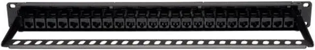 Alt view image 4 of 5 - Tripp Lite 24-Port Cat6 / Cat5 Ethernet Patch Panel, Feedthrough Patch (RJ45 to RJ45), 1U Rackmount, Cable Management Bar, (N254-024) (N254-024)