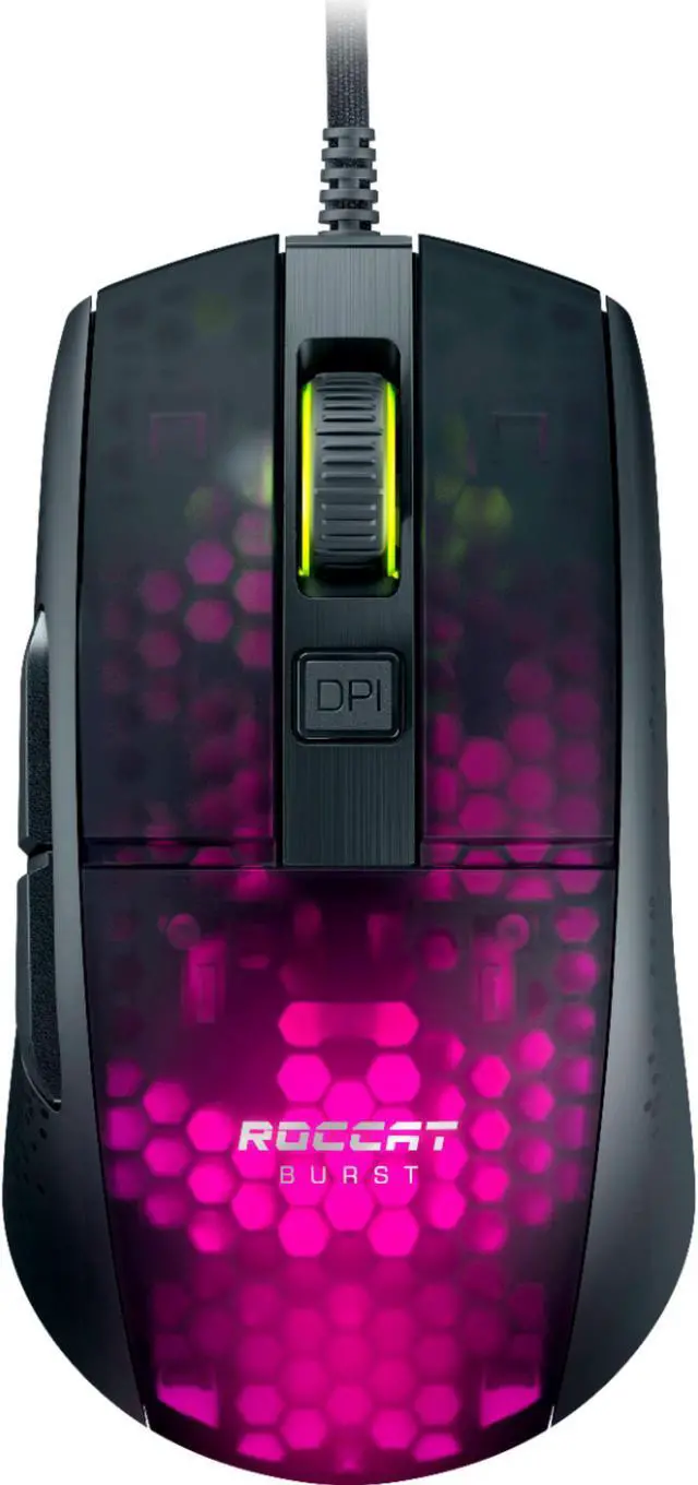 Alt view image 12 of 20 - ROCCAT Burst Pro PC Gaming Mouse, Optical Switches, Super Lightweight Ergonomic Wired Computer Mouse, RGB Lighting, Titan Scroll Wheel, Honeycomb Shell, Claw Grip, Owl-Eye Sensor, 16K DPI, Black