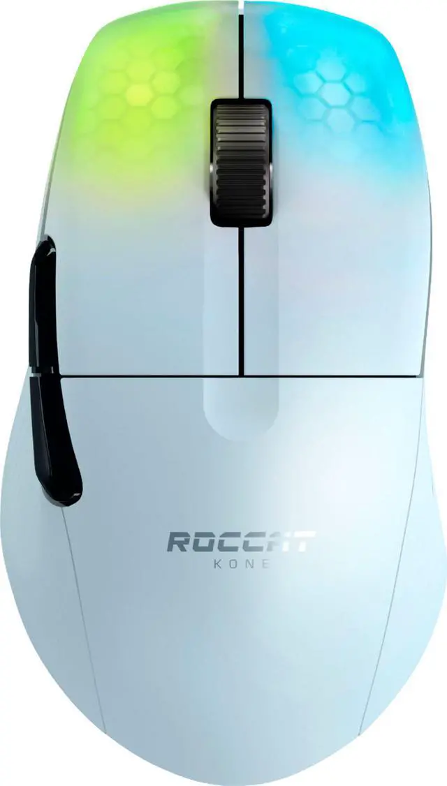 Alt view image 3 of 11 - roccat kone pro air ergonomic performance wireless pc gaming mouse with 19k dpi optical sensor, aluminum scroll wheel, & aimo rgb lighting - white