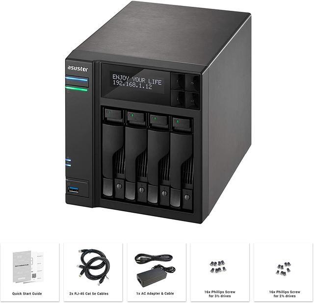 Alt view image 5 of 5 - Asustor AS6404T 4 Bay NAS + Free exFAT License, 1.5GHz Quad-Core, 8GB RAM, Network Attached Storage, Home or Business Data Media Server (Diskless)