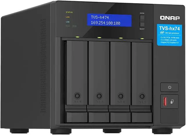 Alt view image 3 of 15 - QNAP TVS-h474-PT-8G-US 4 Bay High-Speed Desktop NAS with Intel® Pentium® Gold 2-core CPU, 8GB DDR4 Memory, 2.5 GbE Networking and PCIe Gen 4 expandability (Diskless) (TVS-h474-PT-8G-US)