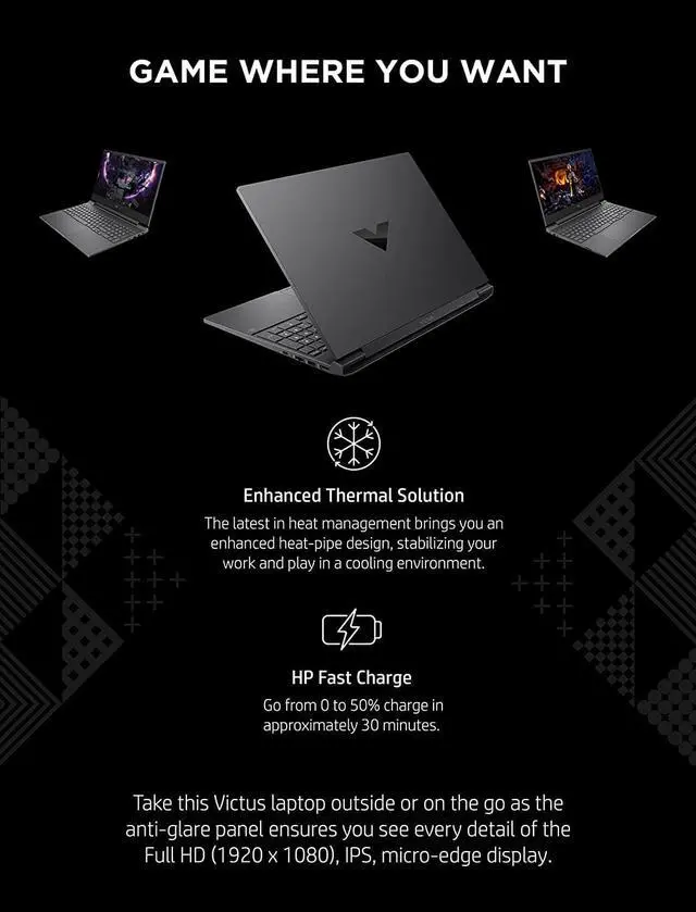 Alt view image 5 of 5 - Victus by HP 15 Gaming Laptop, NVIDIA GeForce RTX 3050 Ti, 12th Gen Intel Core i5, 8 GB RAM, 512 GB SSD, Full HD IPS Display, Windows 11 Home, Backlit Keyboard, Enhanced Thermals (15-fa0 (63U66UA#ABA)