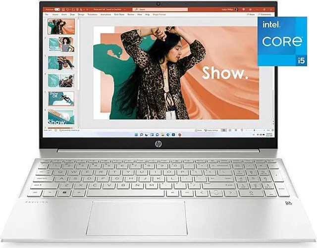 Main image of HP Pavilion Laptop, Intel Iris X Graphics, 12th Generation Intel Core processor, 8 GB RAM, 512 GB SSD, BrightView Full HD Display, Windows11 Home OS, Dual Computer Speakers, Wi-Fi 6(15-e (15-eg2010nr)