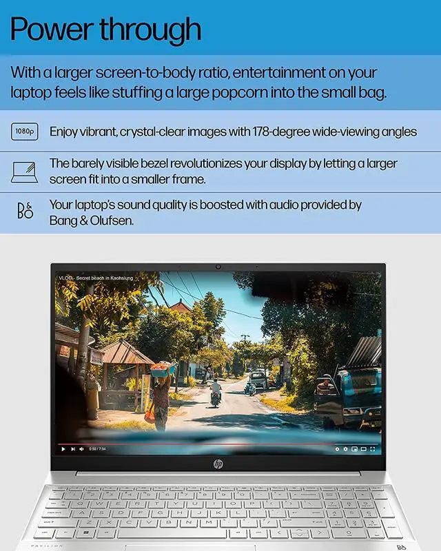Alt view image 2 of 3 - HP Pavilion Laptop, Intel Iris X Graphics, 12th Generation Intel Core processor, 8 GB RAM, 512 GB SSD, BrightView Full HD Display, Windows11 Home OS, Dual Computer Speakers, Wi-Fi 6(15-e (15-eg2010nr)