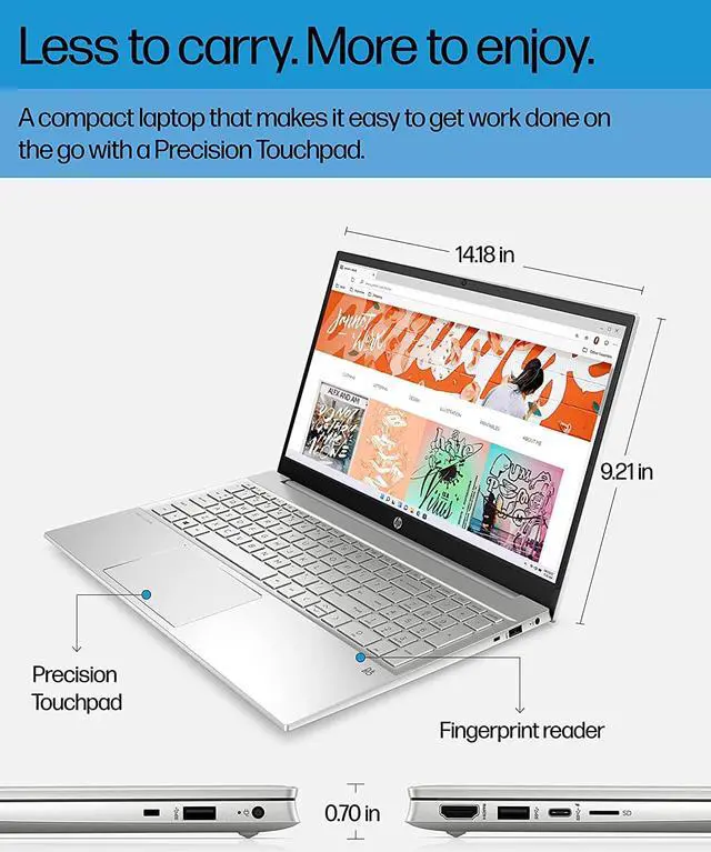 Alt view image 3 of 3 - HP Pavilion Laptop, Intel Iris X Graphics, 12th Generation Intel Core processor, 8 GB RAM, 512 GB SSD, BrightView Full HD Display, Windows11 Home OS, Dual Computer Speakers, Wi-Fi 6(15-e (15-eg2010nr)