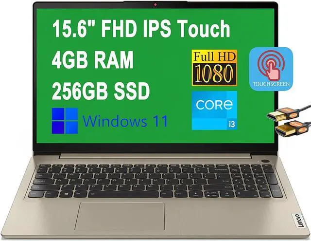 Alt view image 6 of 7 - Lenovo Flagship Ideapad 3i 15 Business Laptop 15.6" FHD IPS Touchscreen 11th Gen Intel Core i3-1115G4 (Beats i5-8265U) 4GB RAM 256GB SSD Fingerprint Reader USB-C Dolby Audio Win11 Sand + HDMI Cable