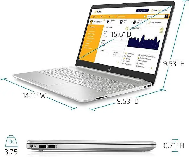 Alt view image 5 of 5 - HP [Windows 11 Pro] 15.6" HD Touchscreen Business Laptop, 11th Gen Intel Core i3-1115G4 Processor, 12GB RAM, 256GB SSD, HDMI, WiFi, Type-C, Long Battery Life, Silver, PCS