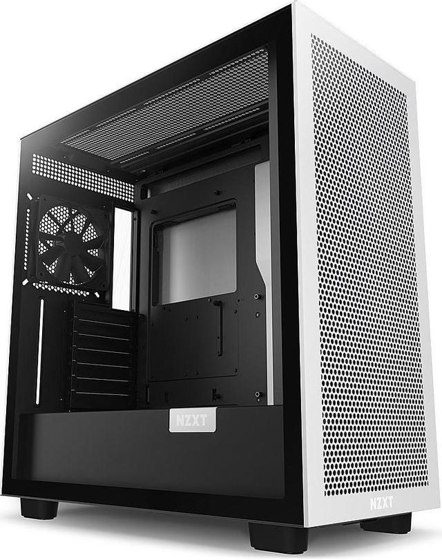 Alt view image 12 of 12 - NZXT H7 Flow White & Black - Mid-Tower Airflow PC Gaming Case - Tempered Glass - Enhanced Cable Management