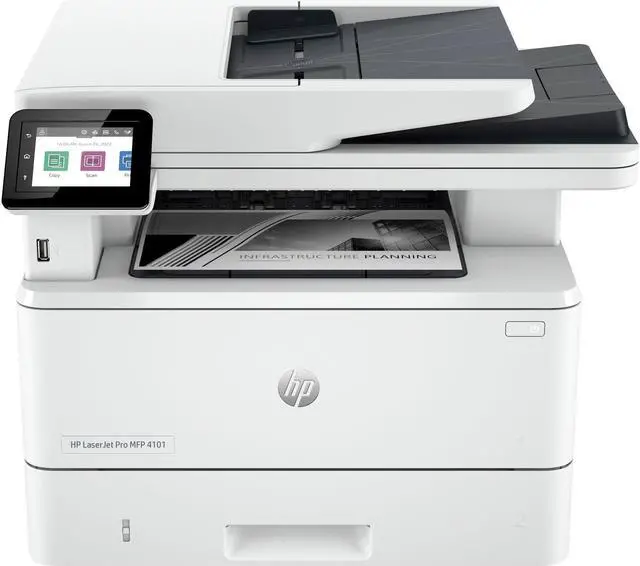 Main image of HP - LaserJet Pro MFP 4101fdw Wireless Black-and-White All-in-One Laser Printer - White (2Z619F#BGJ)
