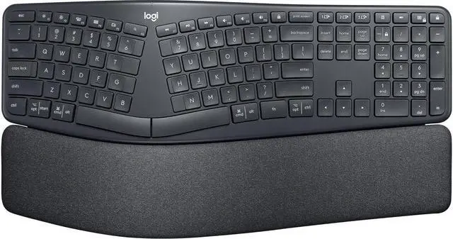 Alt view image 2 of 7 - Logitech ERGO K860 Split Ergonomic Keyboard - Wireless Connectivity - Bluetooth/RF - 32.81 ft - 2.40 GHz - USB Interface - Windows, Mac OS - AAA Battery Size Supported - Black