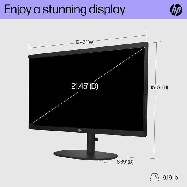 Alt view image 5 of 5 - HP 22 inch All-in-One Desktop PC, FHD Display, Intel N100, 8 GB RAM, 256 GB SSD, Intel UHD Graphics, Windows 11 Home, 22-dg0020 (2024) (9D083AA#ABA)