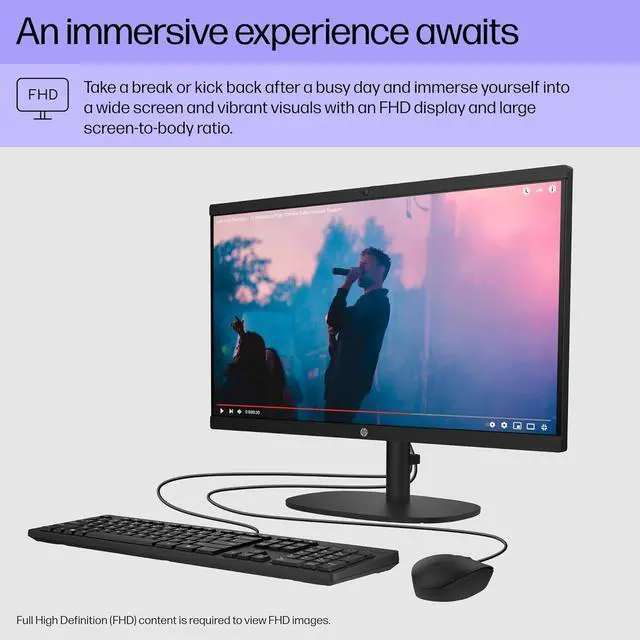Alt view image 4 of 5 - HP 22 inch All-in-One Desktop PC, FHD Display, Intel N100, 8 GB RAM, 256 GB SSD, Intel UHD Graphics, Windows 11 Home, 22-dg0020 (2024) (9D083AA#ABA)