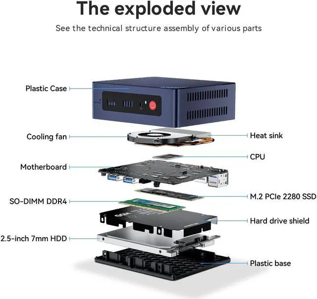 Alt view image 4 of 5 - Beelink S12 Pro, Intel 12th Gen Alder Lake- N100(up to 3.4GHz), Mi ni PC 16GB DDR4 RAM 500GB PCIe SSD, Desktop Computer Support 4K Dual Display,WiFi 6/BT5.2/USB3.2/Gigabit Ethernet for Home Office