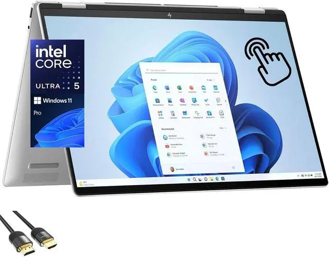 Main image of HP Envy 2-in-1 Laptop, 16" WUXGA IPS Wide Ultra Touchscreen Display, Intel Core Ultra 5 125U (Up to 4.3GHz), 16GB DDR5, 512GB PCIe SSD, TB 4, WiFi 6E, Bluetooth, Webcam, PDG HDMI Cable, Win 11 Pro