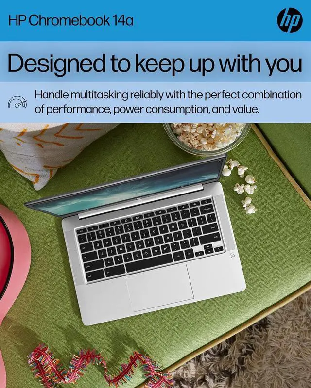 Alt view image 7 of 7 - HP Chromebook 14 Laptop, Intel Celeron N4120, 4 GB RAM, 64 GB eMMC, 14" HD Display, Chrome OS, Thin Design, 4K Graphics, Long Battery Life, Ash Gray Keyboard (14a-na0226nr, 2022, Minera (14a-na0226nr)