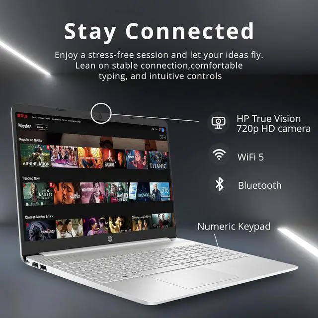 Alt view image 5 of 5 - HP 15.6" HD Touchscreen Laptop, 12th Gen Intel Core i3-1215U Processor, 8GB RAM, 256GB PCIe SSD, Intel UHD Graphics, Fingerprint Reader, HD Webcam, Windows 11, Natural Silver, 32GB Hotface USB Card