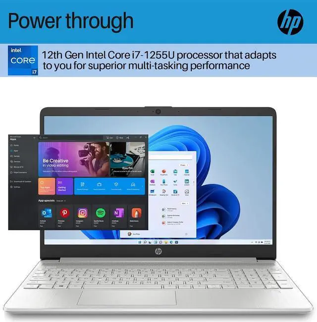 Alt view image 3 of 5 - HP 2024 Newest Touchscreen Laptop, 15.6" FHD Display, Intel Core i7-1255U Processor(10-Core, Up to 4.7GHz), 32GB RAM, 1TB SSD, Intel Iris Xe Graphics, WiFi, Webcam, Win 11 S, Laptop Stand (HPi7Laptop)