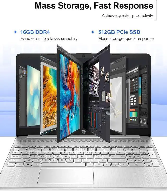 Alt view image 2 of 5 - HP 2023 Newest 15.6" Touchscreen Laptop, Intel Core i3-1115G4 Processor Up to 4.1GHz, 16GB RAM, 512GB SSD, Intel Iris Xe Graphics, Thin  and  Portable, 11 H Battery Life, Anti-Glare, Wind (4K0V0NECE1)