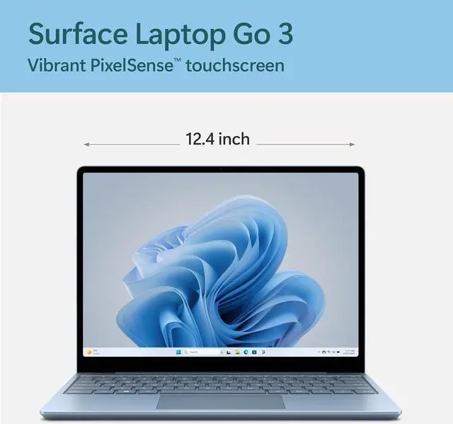 Alt view image 2 of 5 - Microsoft Surface Laptop Go 3 (2023) - 12.4" Touchscreen, Thin  and  Lightweight, Intel Core i5, 8GB RAM, 256GB SSD SSD, with Windows 11, Ice Blue Color Copilot (XK1-00059)