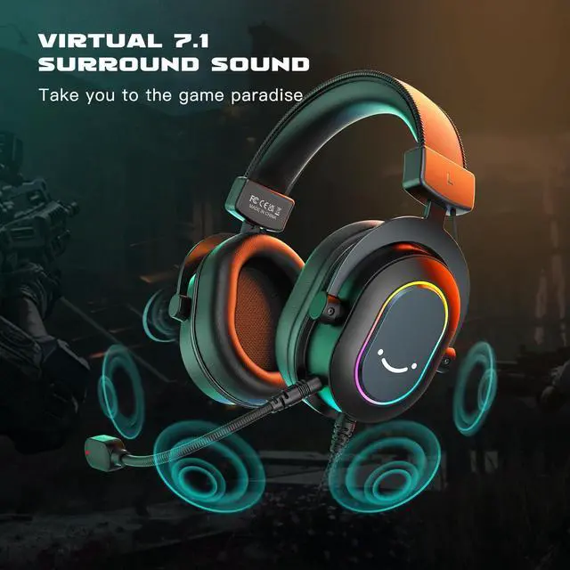 Alt view image 2 of 5 - FIFINE Gaming Headset for PC-Wired Headphones with Microphone-7.1 Surround Sound Computer USB Headset for Laptop, Streaming Headphones on PS4/PS5, with EQ Mode, RGB, Soft Ear Pads - AmpliGame H6