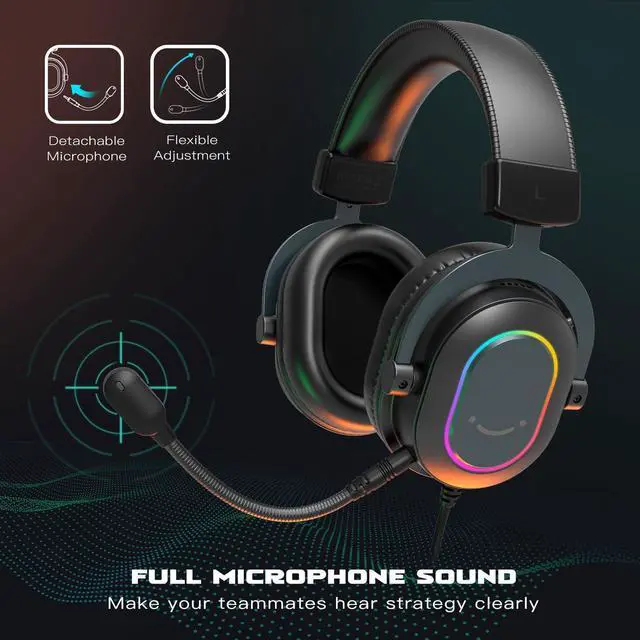 Alt view image 4 of 5 - FIFINE Gaming Headset for PC-Wired Headphones with Microphone-7.1 Surround Sound Computer USB Headset for Laptop, Streaming Headphones on PS4/PS5, with EQ Mode, RGB, Soft Ear Pads - AmpliGame H6