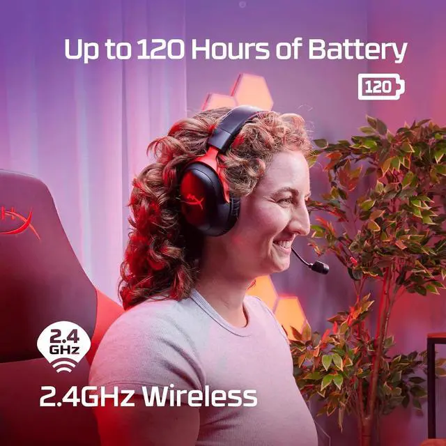 Alt view image 2 of 5 - HyperX Cloud III Wireless  Gaming Headset for PC, PS5, PS4, up to 120-hour Battery, 2.4GHz Wireless, DTS Spatial Audio, 53mm Angled Drivers, Memory Foam, Durable Frame, 10mm Microphone, B (77Z46AA)