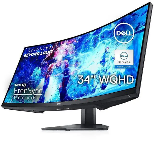 Main image of Dell S3422DWG Curved Gaming Monitor - 34-inch WQHD (3440x1440) 1800R Curved Display, 144Hz Refresh Rate (DisplayPort), VESA Display HDR 400, 90% DCI-P3, HDMI/DisplayPort/USB Connectivity - Bla (2NOF4)