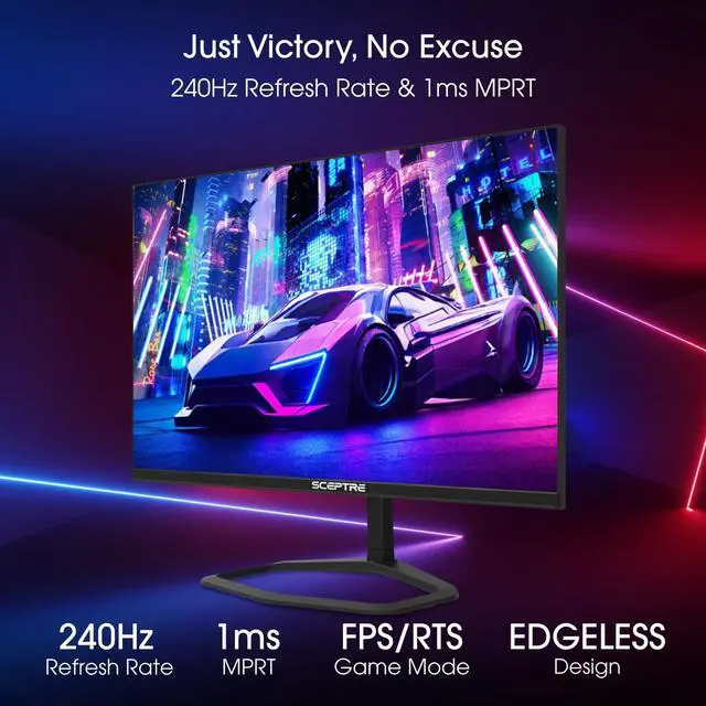 Alt view image 2 of 11 - Sceptre 27-inch 240Hz Gaming Monitor 1ms 99% sRGB AMD FreeSync Premium DisplayPort x2 HDMI x2 Build-in Speakers, Machine Black (E278B-FWD240) (E278B-FWD240)