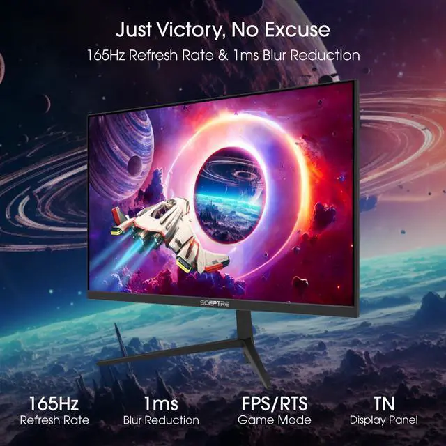 Alt view image 2 of 12 - Sceptre 27-inch Gaming Monitor 1080p up to 165Hz 1ms AMD FreeSync Premium HDMI DisplayPort Build-in Speakers, 99% sRGB Machine Black (E275B-FWD168 Series) (E275B-FWD168)