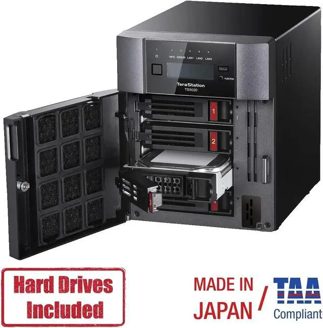 Alt view image 2 of 12 - BUFFALO TeraStation TS5420DN1604 4-Bay NAS 16TB (4x4TB) with NAS-Grade Hard Drives Included Desktop Network Attached Storage