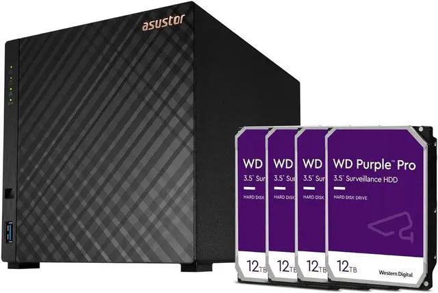 Main image of Asustor AS1104T 4 Bay NAS Quad-Core CPU, 2.5GbE Port, 1GB DDR4 + 48TB HDD (Four 12TB HDD Included)
