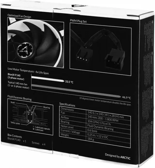 Alt view image 15 of 18 - ARCTIC BioniX F140 - Gaming Fan with PWM PST I Silent 3-Phase Motor I 200 to 1800 RPM - White