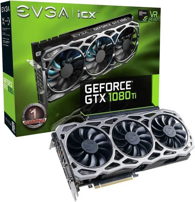 Main image of EVGA GeForce GTX 1080 Ti FTW3 Gaming, 11GB GDDR5X, iCX Technology - 9 Thermal Sensors & RGB LED G/P/M, 3X Async Fan Control, Optimized Airflow Design Graphics Card 11G-P4-6696-KR (Renewed)