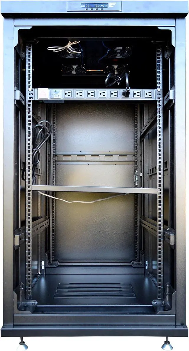 Alt view image 13 of 17 - 22U 32" Deep IT Free Standing Server Rack Cabinet Enclosure. Temperature Control System, Casters, LCD-Screen, PDU and Other Accessories Included - Over $ 150 Value