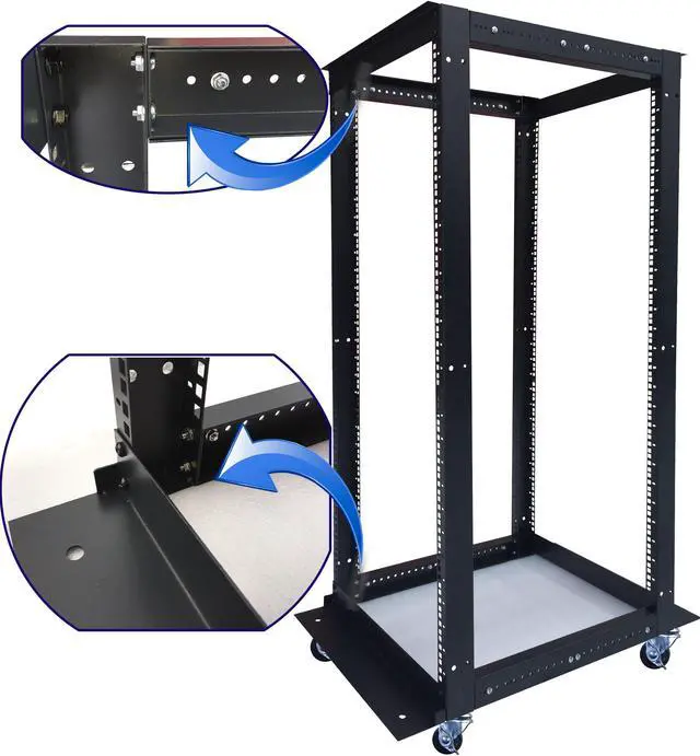 Alt view image 10 of 14 - 27U  4 Post Open Frame 19" Network Server Rack Cabinet Adjustable Depth 24"-37" FITS MOST SERVER EQUIPMENT