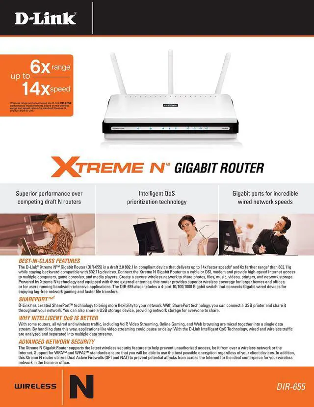 Alt view image 4 of 5 - D-Link Wireless N300 Mbps Extreme-N Gigabit Router (DIR-655)