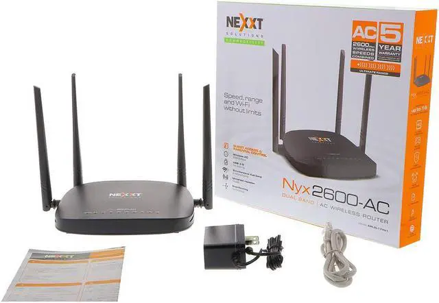 Alt view image 5 of 7 - Nexxt Solutions Wireless High Speed AC2600 Router/Repeater/WISP [NyxAC2600] 2600Mbps-Gigabit LAN- Fast Ethernet with Signal Amplifying Antenna