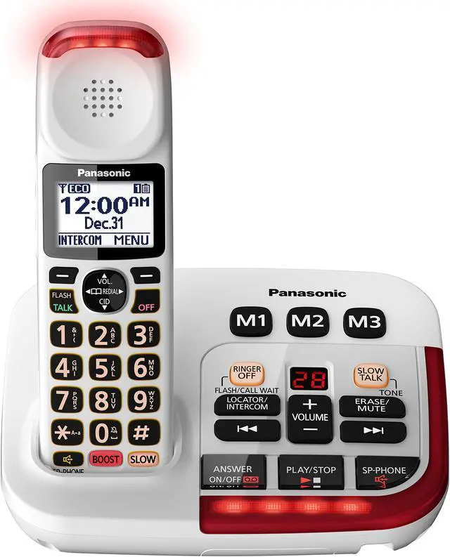 Alt view image 8 of 20 - Panasonic KX-TGM420W Amplified Cordless DECT 6.0 Phone|Voice Booster Up-To 100 dB|Answering Machine|Silver