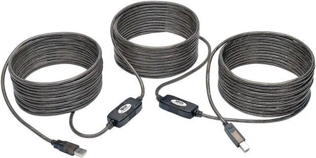 Alt view image 3 of 18 - Tripp Lite USB 2.0 Hi-Speed Active Repeater Cable A/B M/M 480Mbps 50' 50ft