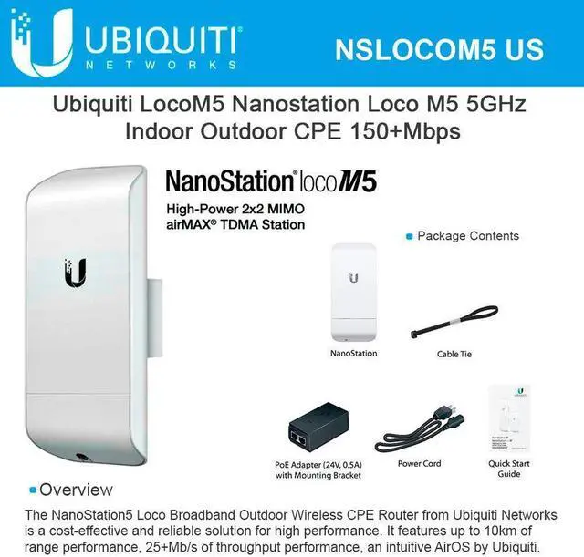 Alt view image 3 of 3 - Ubiquiti NanoStation locoM LOCOM5 Indoor / Outdoor airMAX CPE