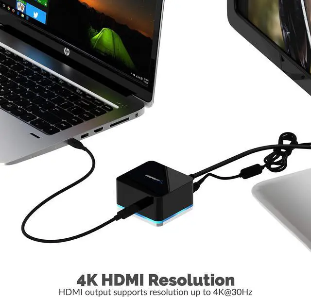 Alt view image 3 of 7 - SABRENT 5 Port USB Type C Mini Continuum Docking Station, Supports Up to 3840x2160 at 30HZ (DS-CMND)