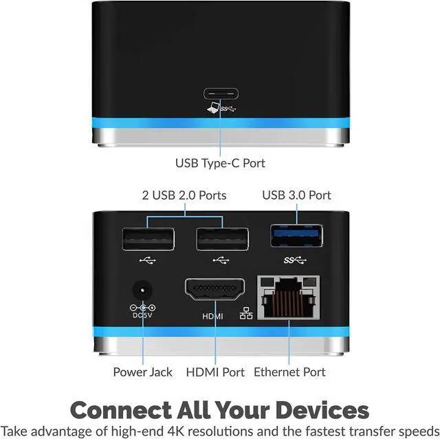 Alt view image 5 of 7 - SABRENT 5 Port USB Type C Mini Continuum Docking Station, Supports Up to 3840x2160 at 30HZ (DS-CMND)