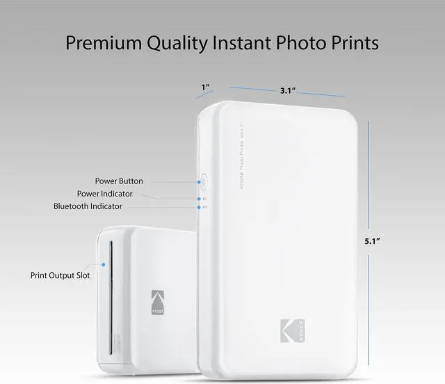 Alt view image 3 of 8 - Kodak HD Wireless Portable Mobile Instant Photo Printer, Print Social Media Photos, Premium Quality Full Color Prints. Compatible w/iOS and Android Devices (Black)