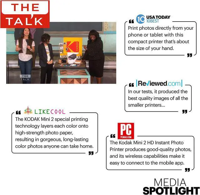 Alt view image 6 of 8 - Kodak HD Wireless Portable Mobile Instant Photo Printer, Print Social Media Photos, Premium Quality Full Color Prints. Compatible w/iOS and Android Devices (Black)