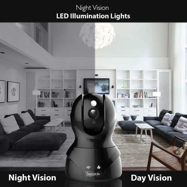 Alt view image 4 of 14 - SereneLife Indoor Wireless IP Camera - HD 1080p Network Security Surveillance Home Monitoring w/ Motion Detection, Night Vision, PTZ, 2 Way Audio - iPhone Android Mobile PC WiFi - IPCAMHD82