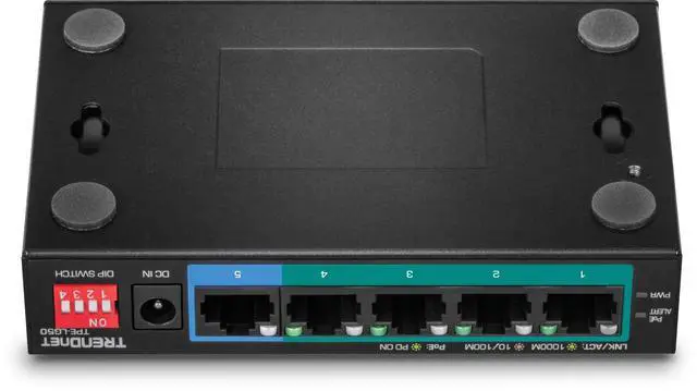 Alt view image 5 of 5 - TRENDnet 5-Port Gigabit Long Range PoE+ Switch, 4 x Gigabit PoE+ Ports, 1 x Gigabit Port, 32W PoE Budget, 10Gbps Switching Capacity, Extends PoE+ 200m (656 ft), Lifetime Protection, Black, TPE-LG50