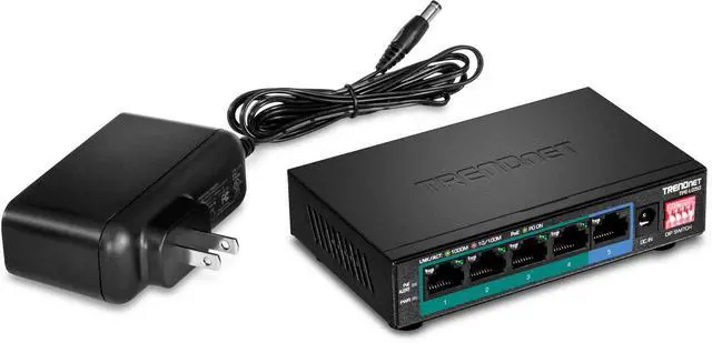 Alt view image 3 of 5 - TRENDnet 5-Port Gigabit Long Range PoE+ Switch, 4 x Gigabit PoE+ Ports, 1 x Gigabit Port, 32W PoE Budget, 10Gbps Switching Capacity, Extends PoE+ 200m (656 ft), Lifetime Protection, Black, TPE-LG50
